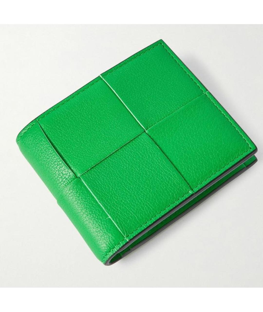 BOTTEGA VENETA Зеленый кожаный кошелек, фото 5