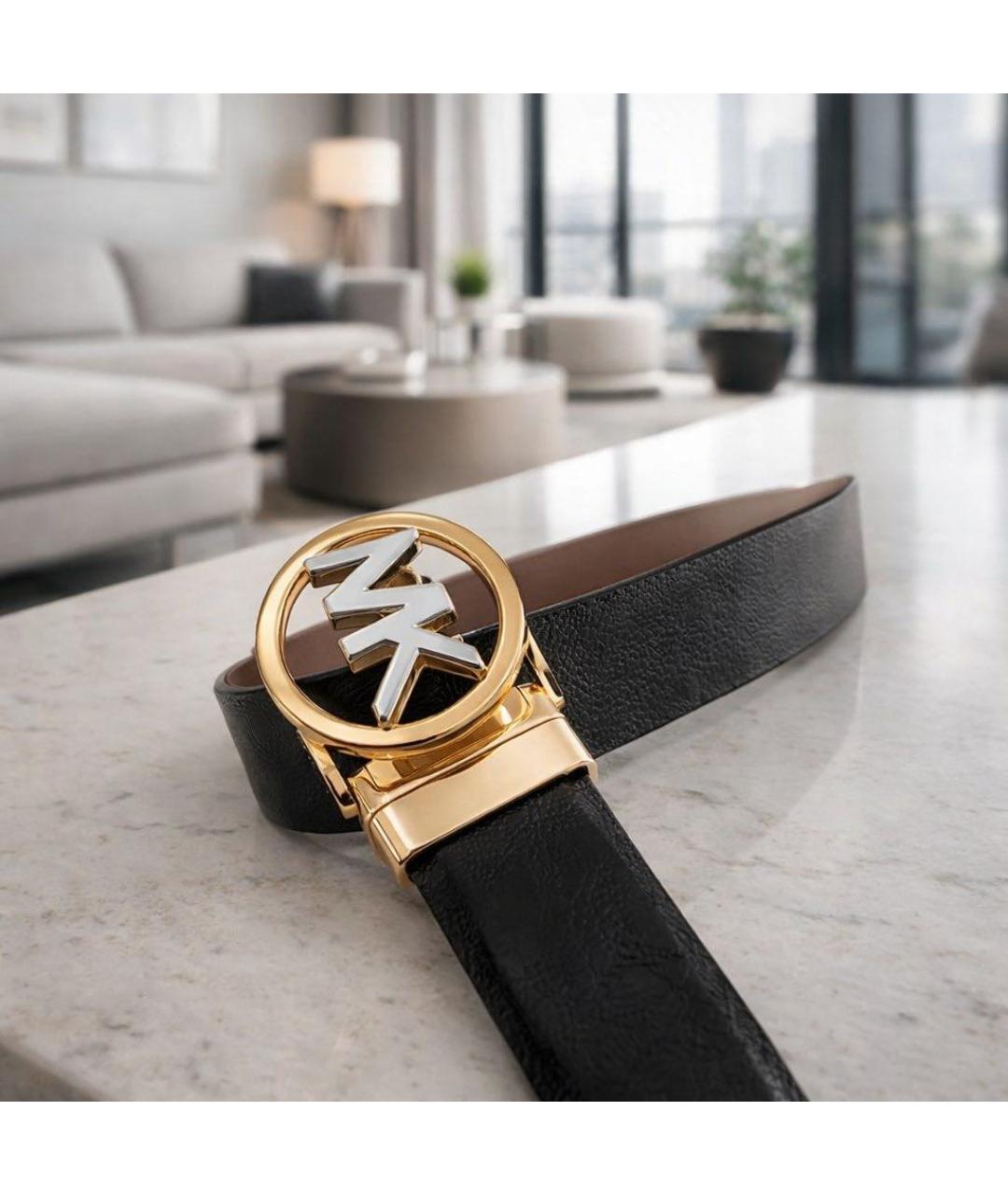 MICHAEL KORS Черный ремень из лакированной кожи, фото 4