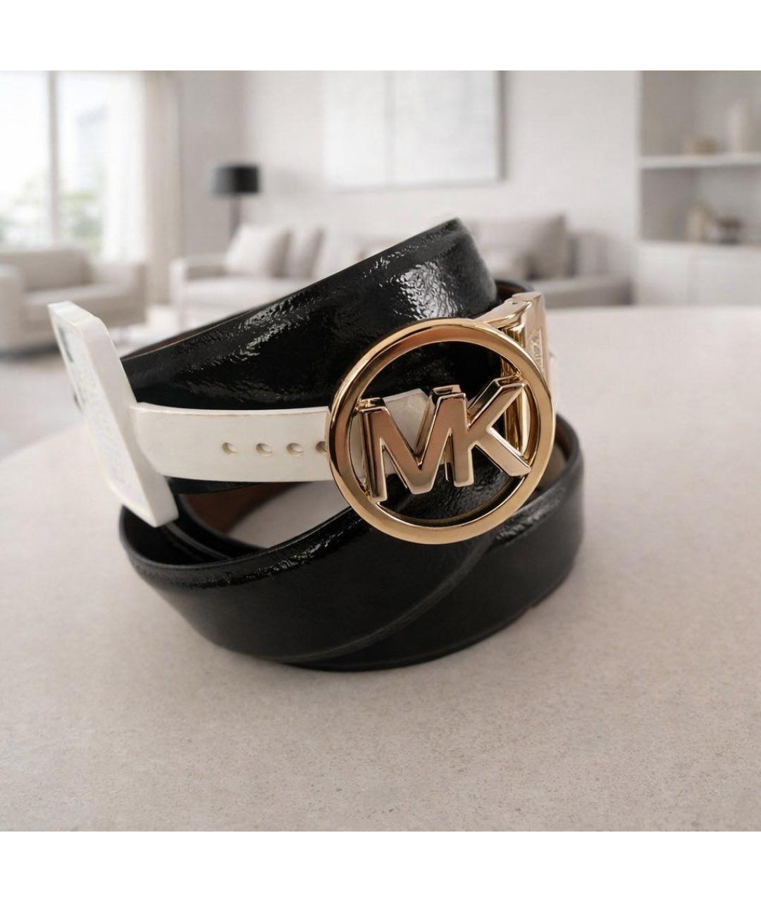 MICHAEL KORS Черный ремень из лакированной кожи, фото 2