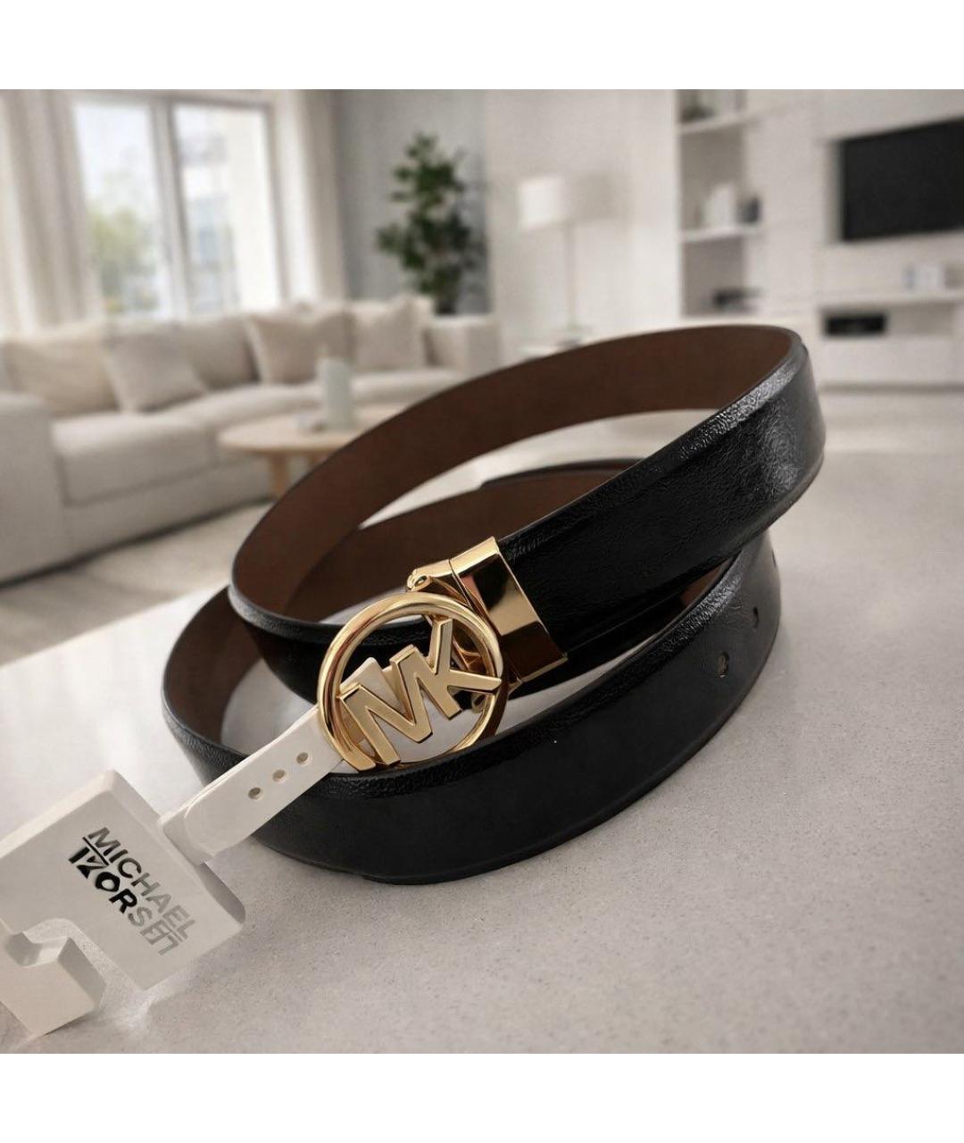 MICHAEL KORS Черный ремень из лакированной кожи, фото 7