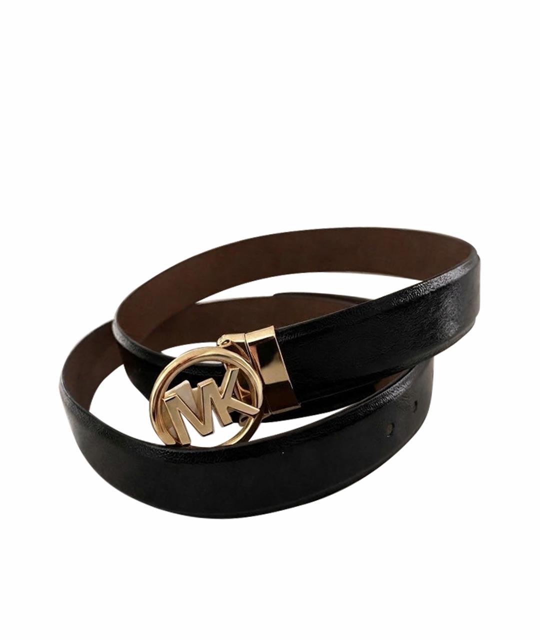 MICHAEL KORS Черный ремень из лакированной кожи, фото 1