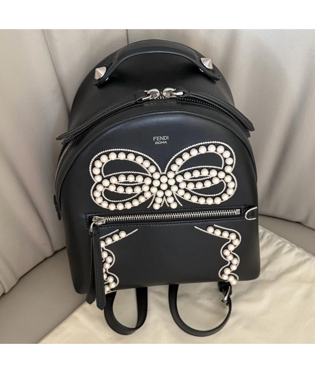 FENDI Черный кожаный рюкзак, фото 3