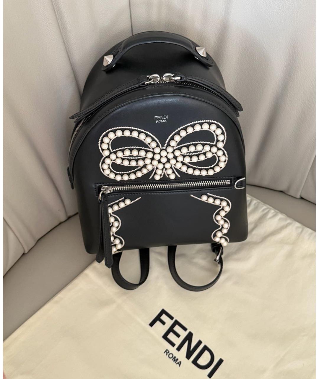 FENDI Черный кожаный рюкзак, фото 4