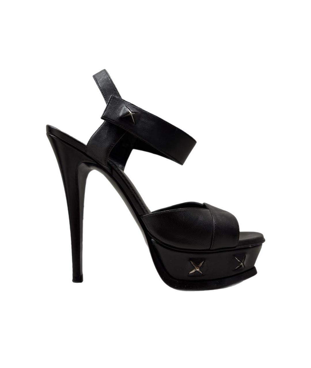 SAINT LAURENT Черные кожаные босоножки, фото 7