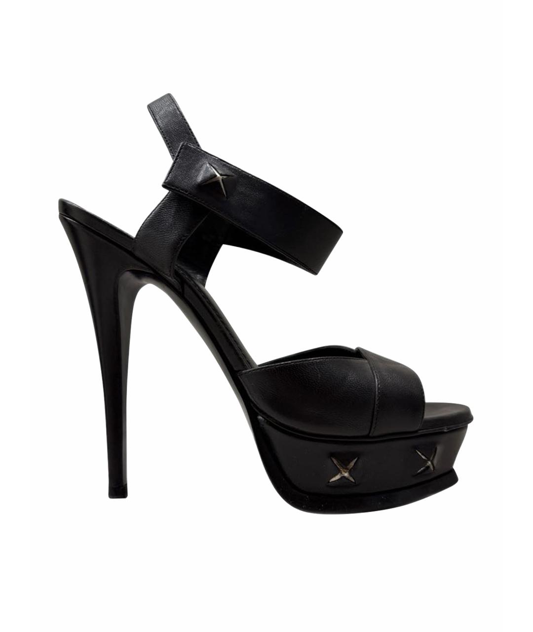 SAINT LAURENT Черные кожаные босоножки, фото 1