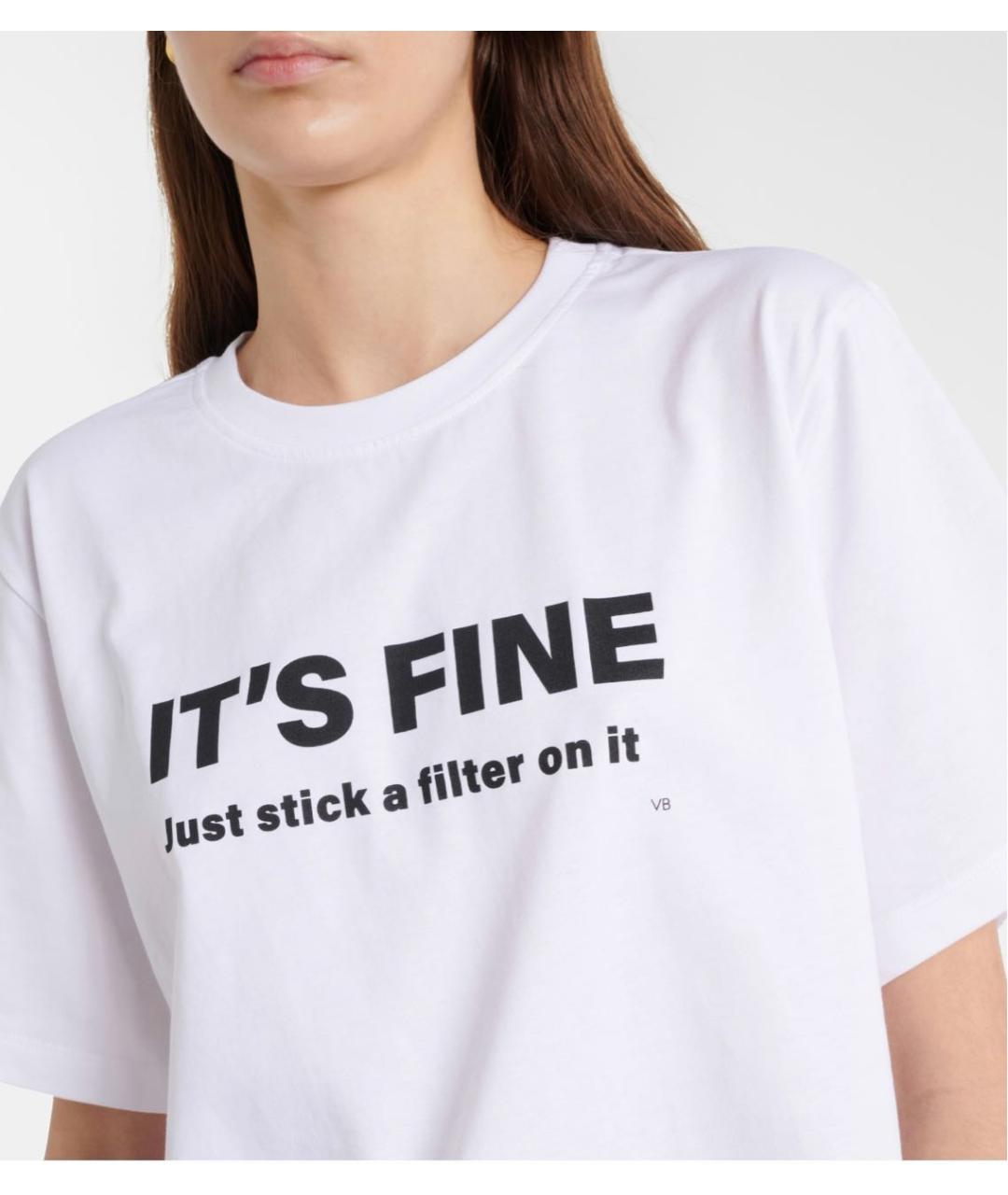 VICTORIA BECKHAM Белая хлопковая футболка, фото 3