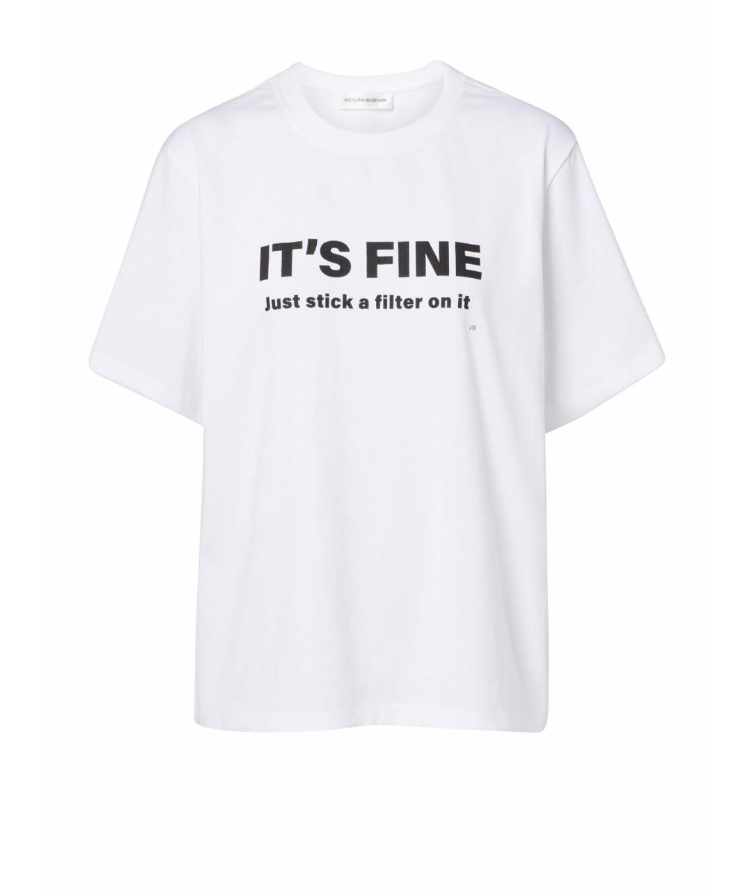 VICTORIA BECKHAM Белая хлопковая футболка, фото 1