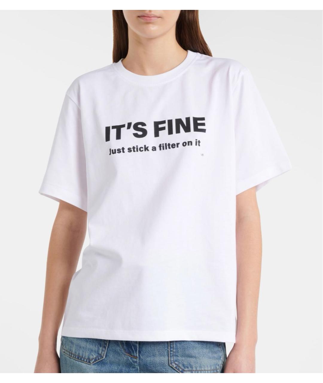 VICTORIA BECKHAM Белая хлопковая футболка, фото 2