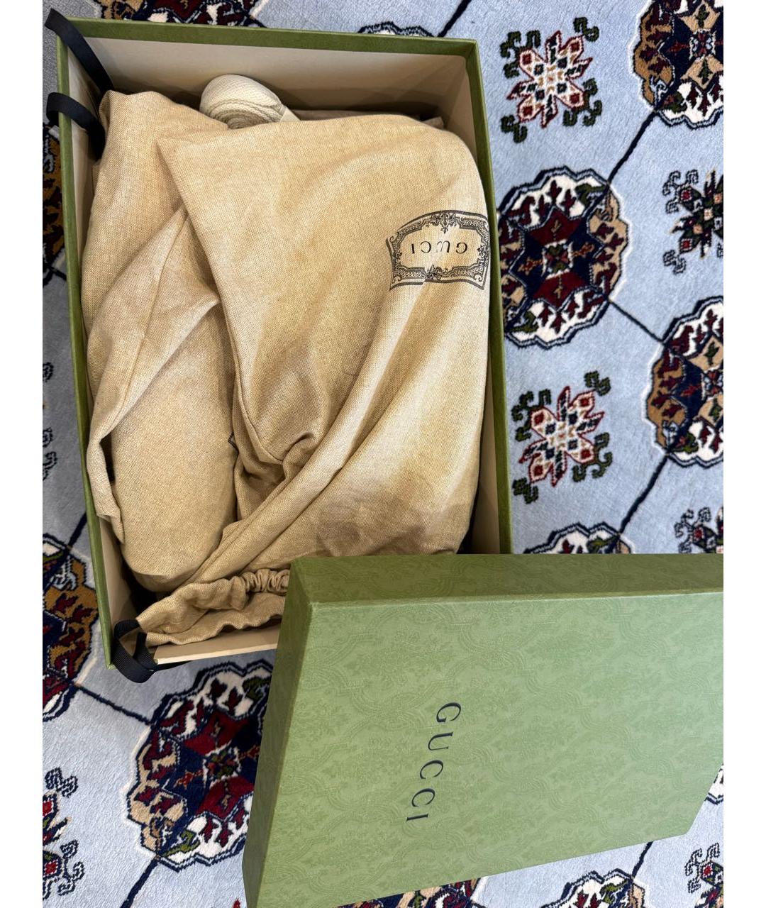 GUCCI Зеленые кожаные низкие кроссовки / кеды, фото 8