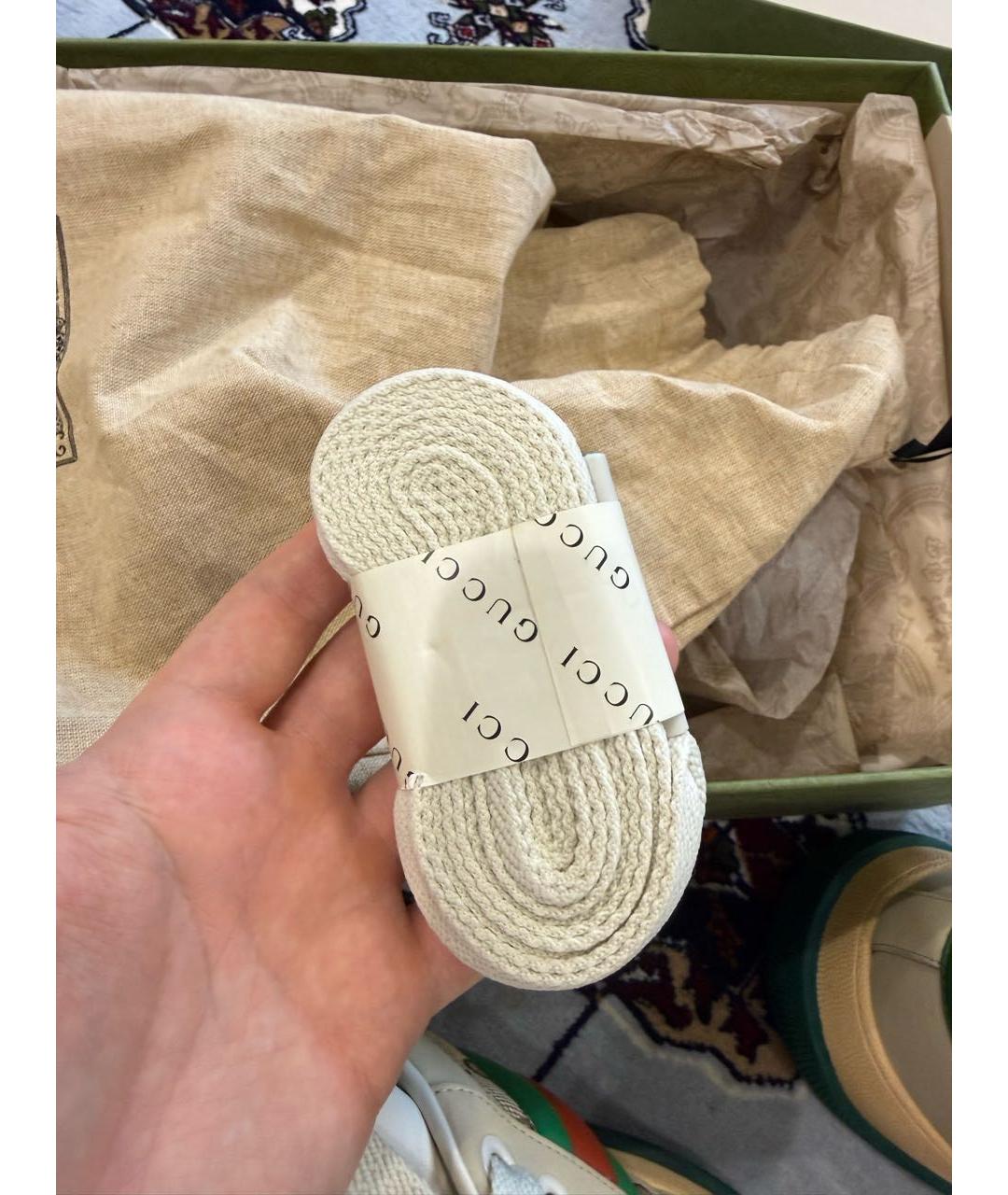 GUCCI Зеленые кожаные низкие кроссовки / кеды, фото 6