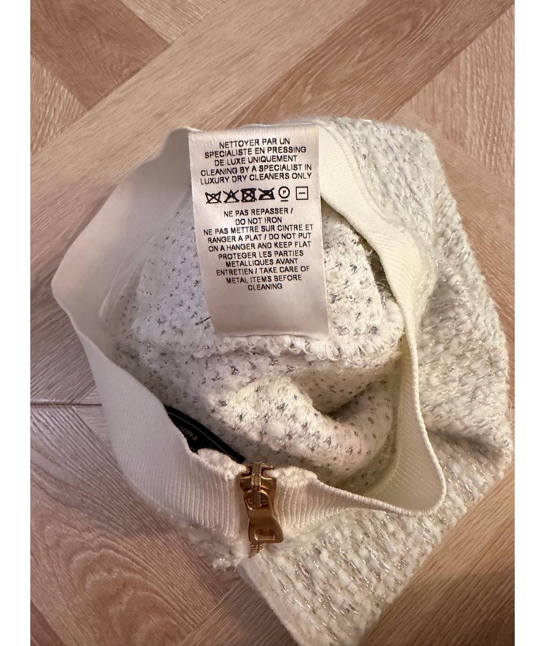 BALMAIN Голубая твидовая юбка мини, фото 6