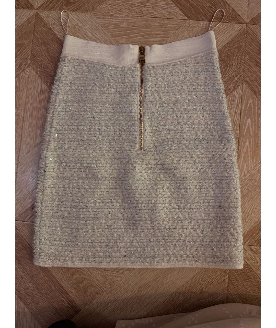 BALMAIN Голубая твидовая юбка мини, фото 2