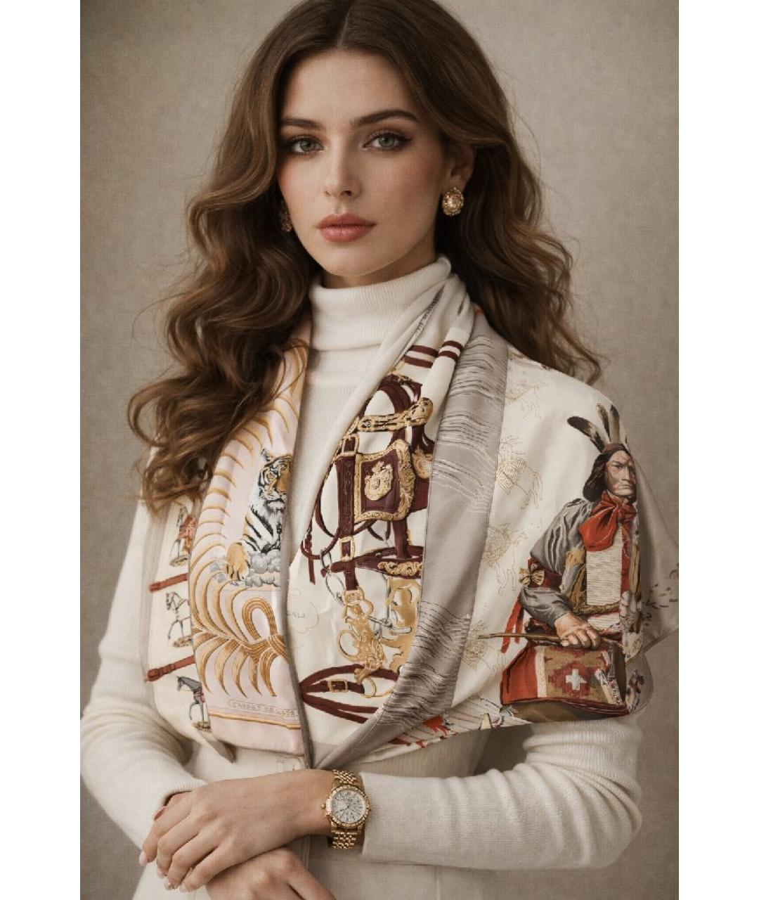 HERMES Мульти шелковый платок, фото 5