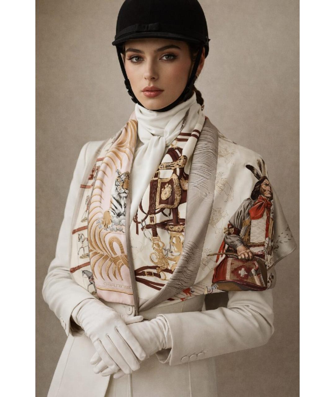 HERMES Мульти шелковый платок, фото 6