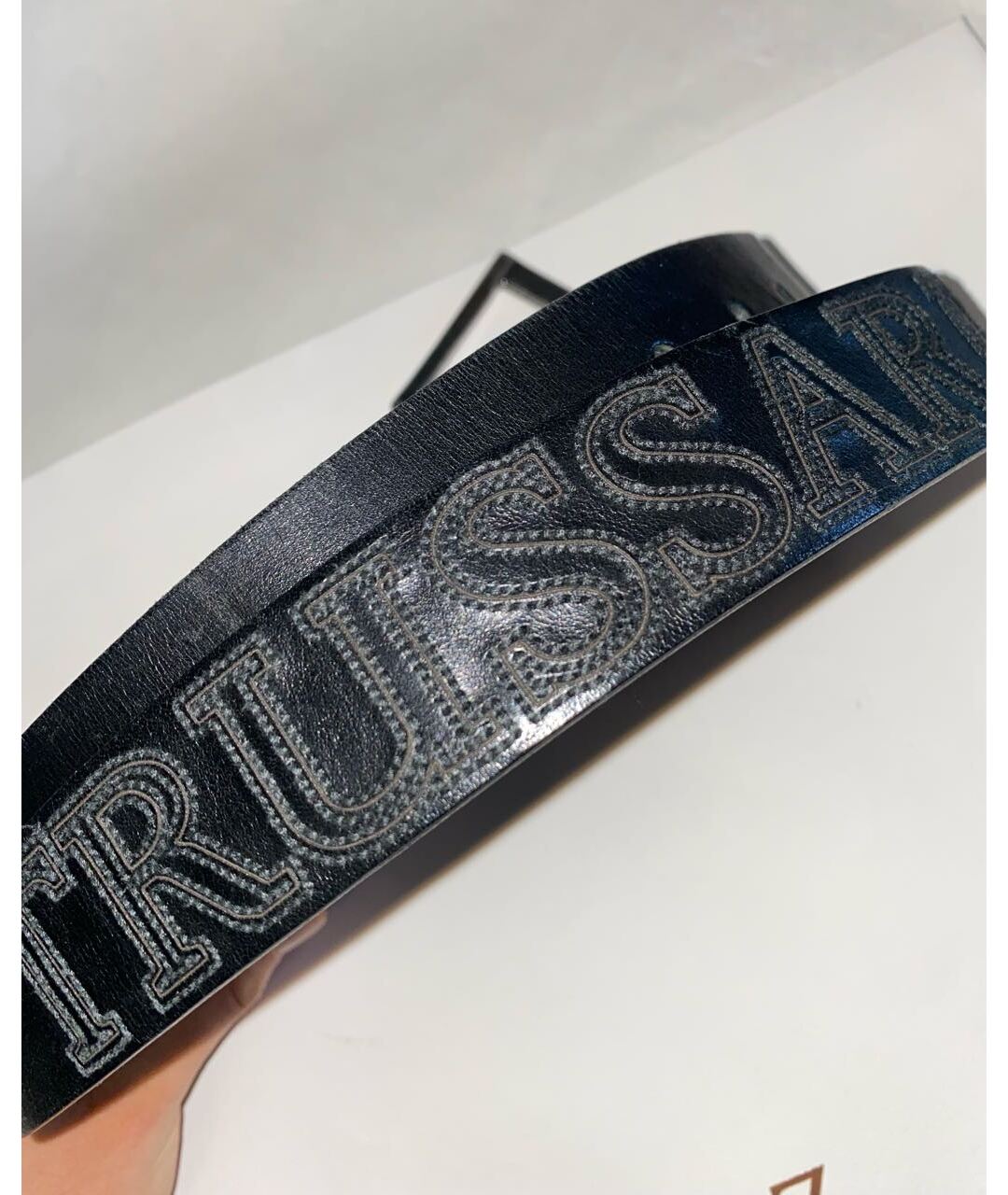 TRUSSARDI JEANS Черный кожаный ремень, фото 5