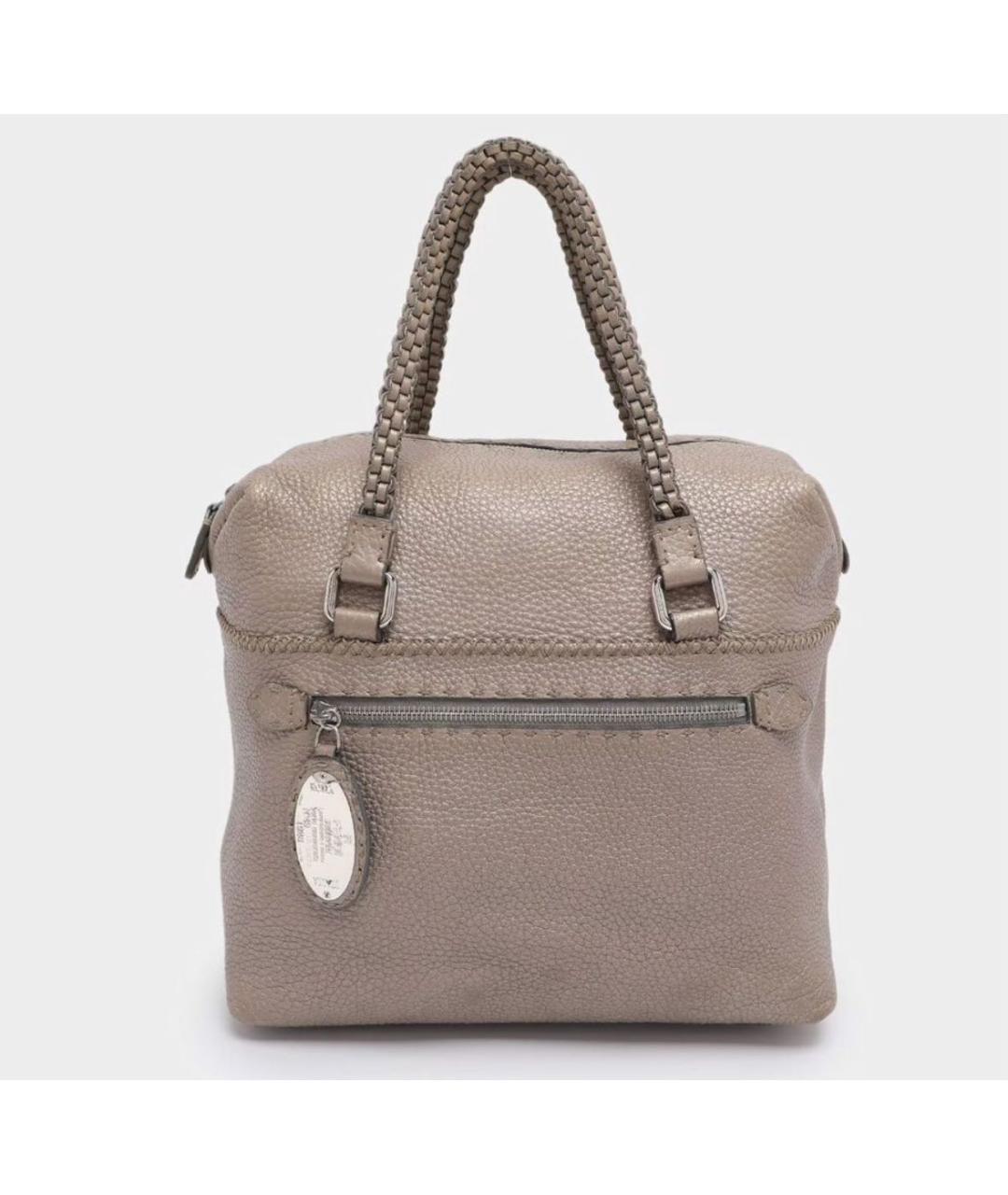 FENDI Серая кожаная сумка тоут, фото 9