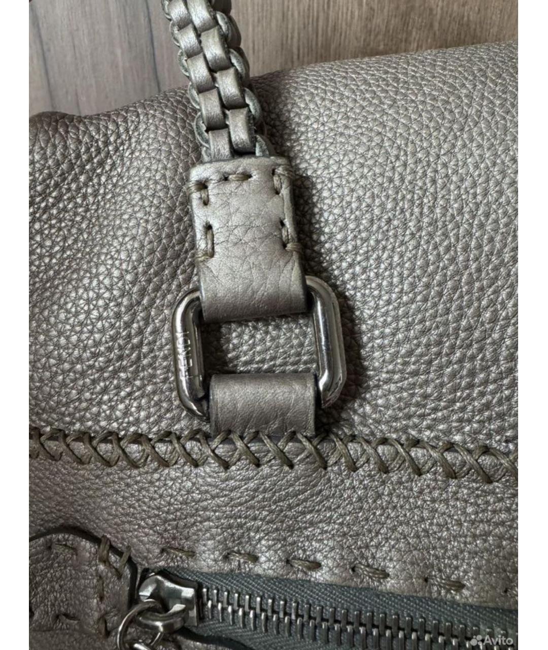 FENDI Серая кожаная сумка тоут, фото 8