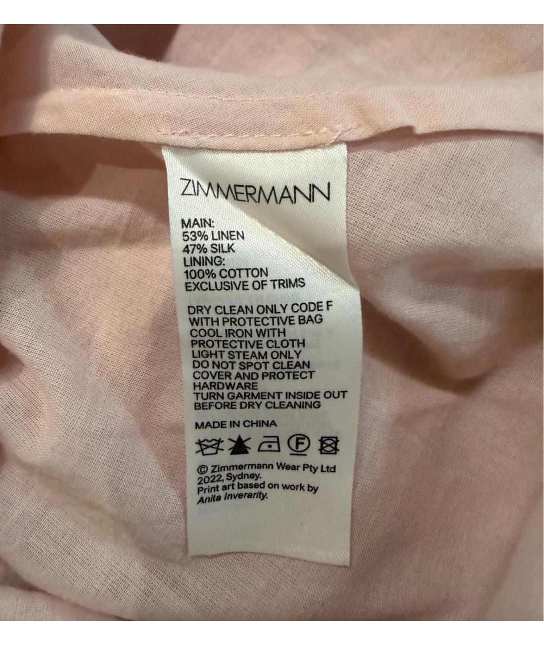 ZIMMERMANN Розовое хлопковое вечернее платье, фото 7