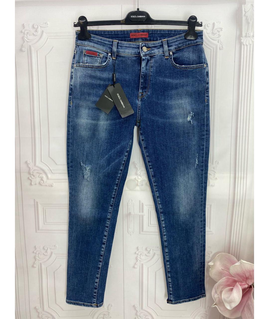 DOLCE&GABBANA Синие хлопко-эластановые джинсы слим, фото 9