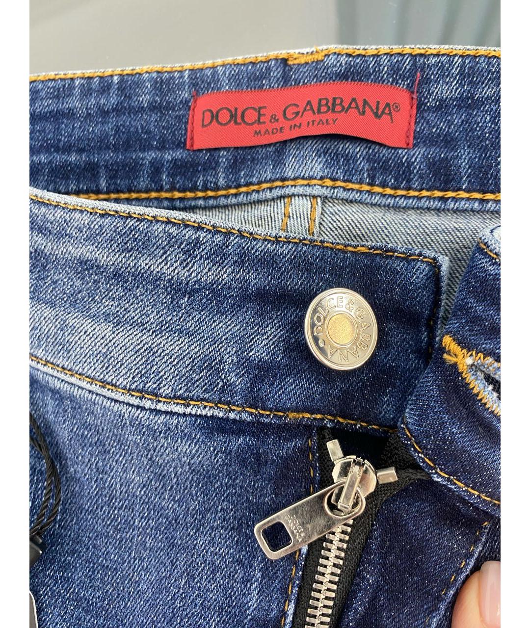 DOLCE&GABBANA Синие хлопко-эластановые джинсы слим, фото 8
