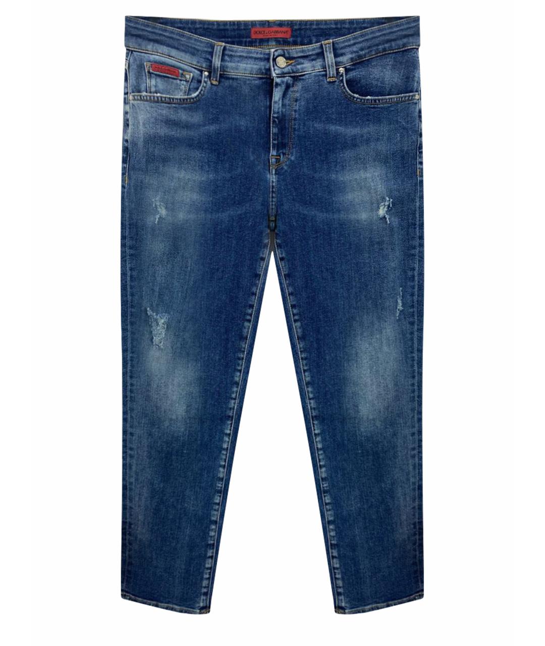 DOLCE&GABBANA Синие хлопко-эластановые джинсы слим, фото 1