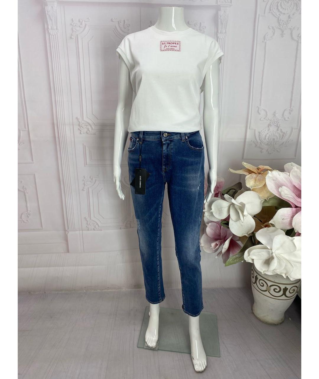 DOLCE&GABBANA Синие хлопко-эластановые джинсы слим, фото 5