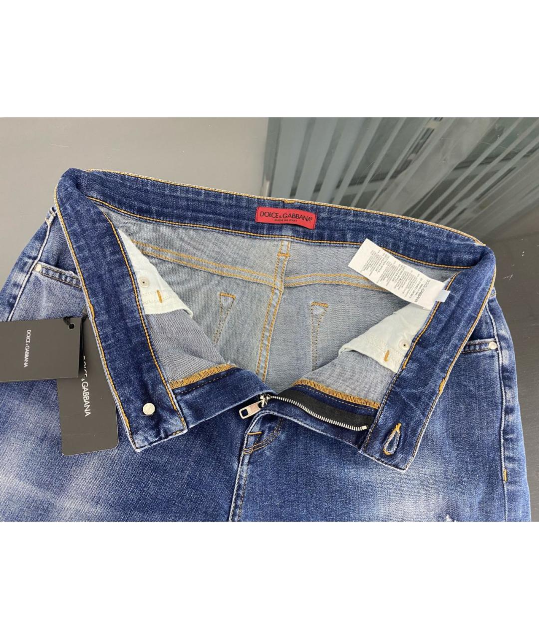 DOLCE&GABBANA Синие хлопко-эластановые джинсы слим, фото 3