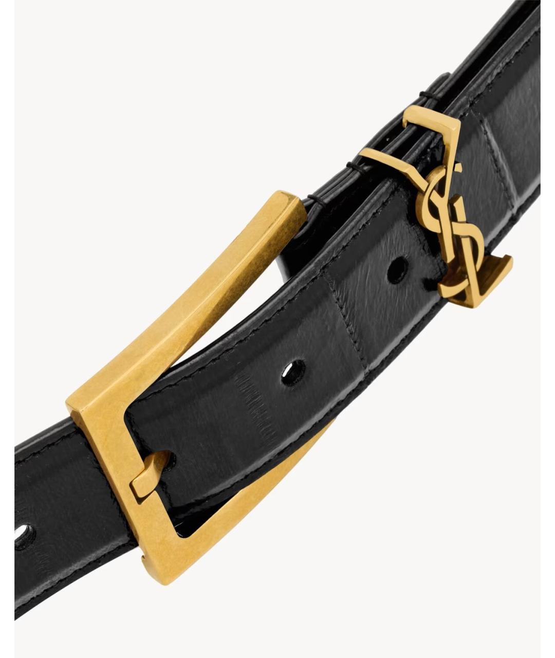 SAINT LAURENT Черный кожаный ремень, фото 3