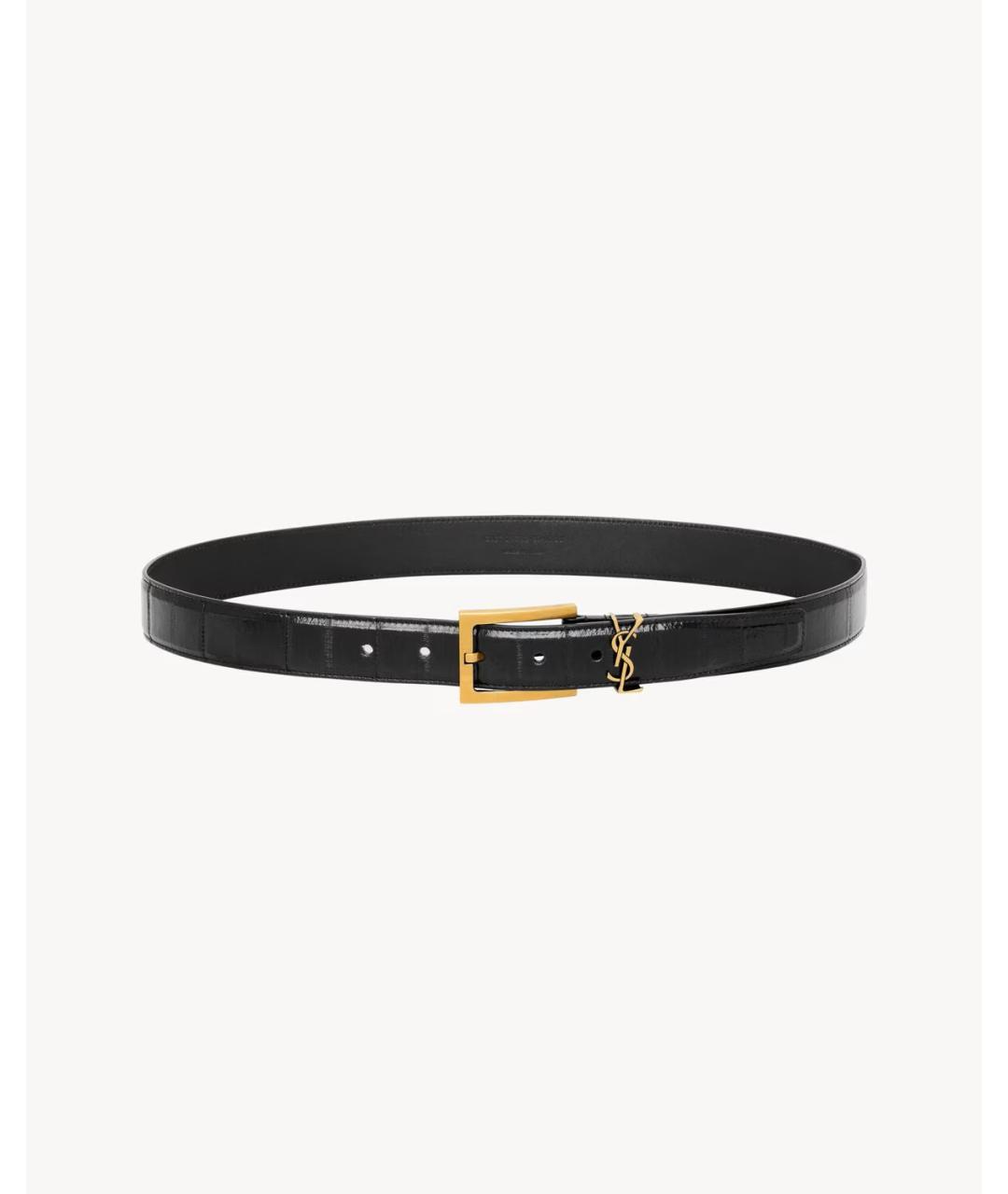 SAINT LAURENT Черный кожаный ремень, фото 2