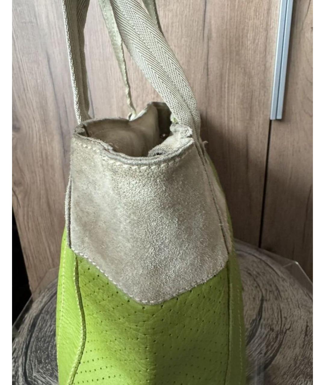 PRADA Зеленая кожаная сумка тоут, фото 2