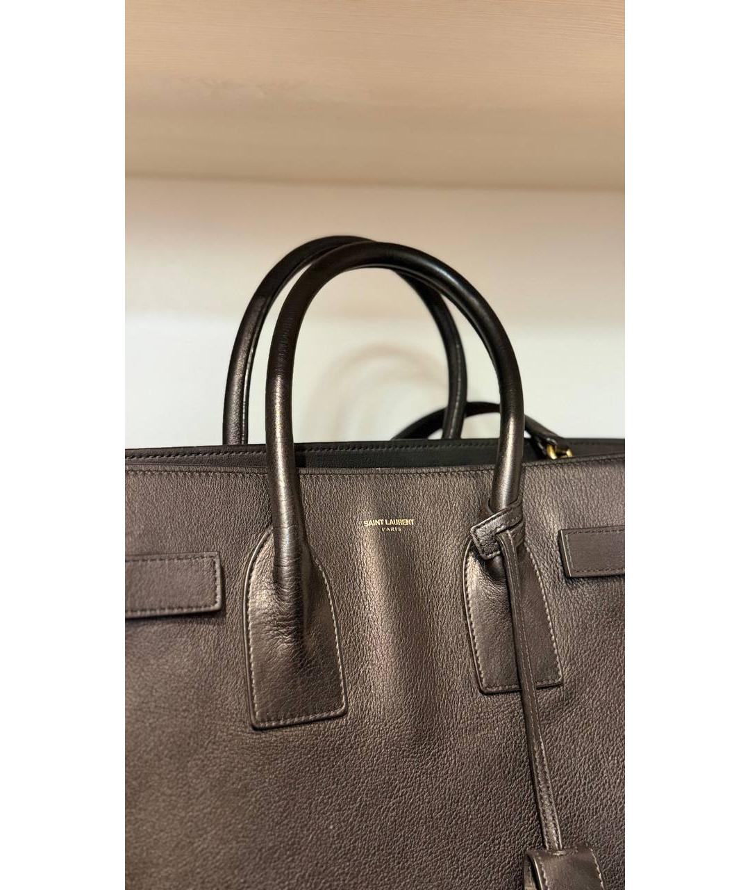 SAINT LAURENT Черная кожаная сумка через плечо, фото 3