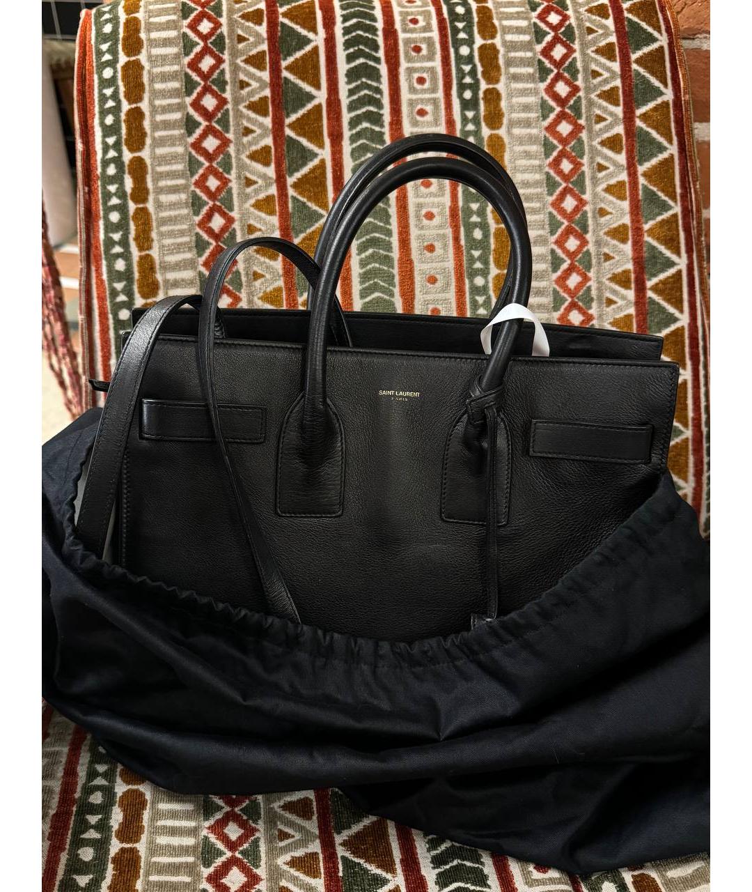 SAINT LAURENT Черная кожаная сумка через плечо, фото 9