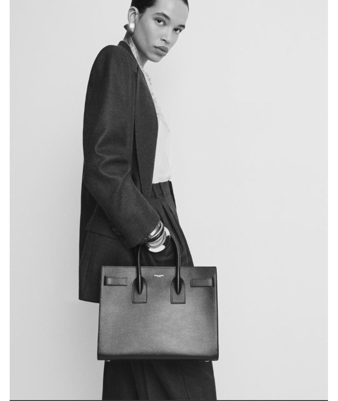 SAINT LAURENT Черная кожаная сумка через плечо, фото 6