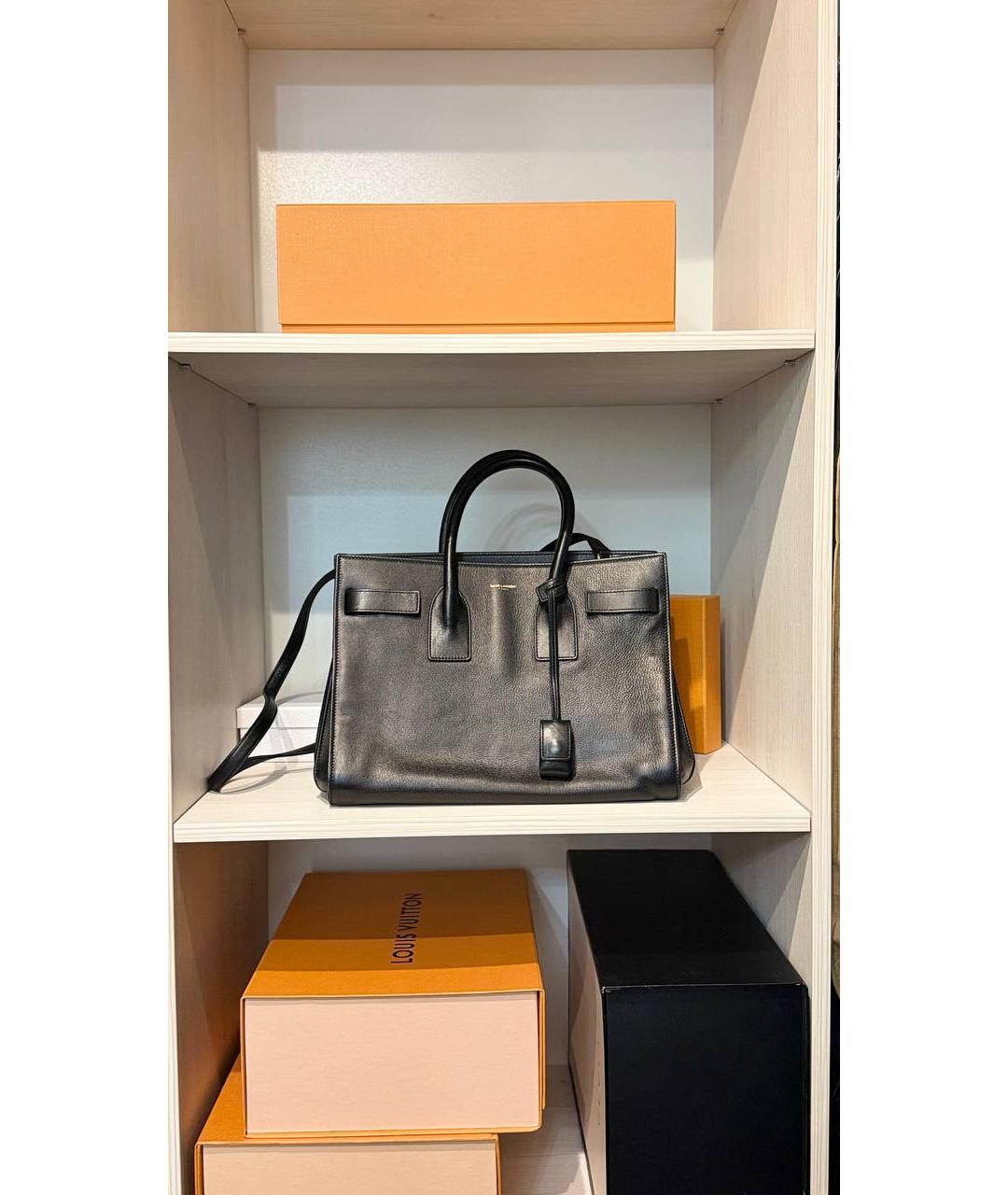 SAINT LAURENT Черная кожаная сумка через плечо, фото 2