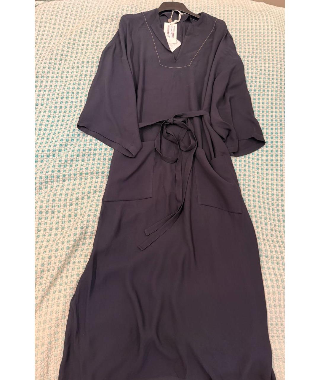 FABIANA FILIPPI Темно-синее вискозное повседневное платье, фото 4