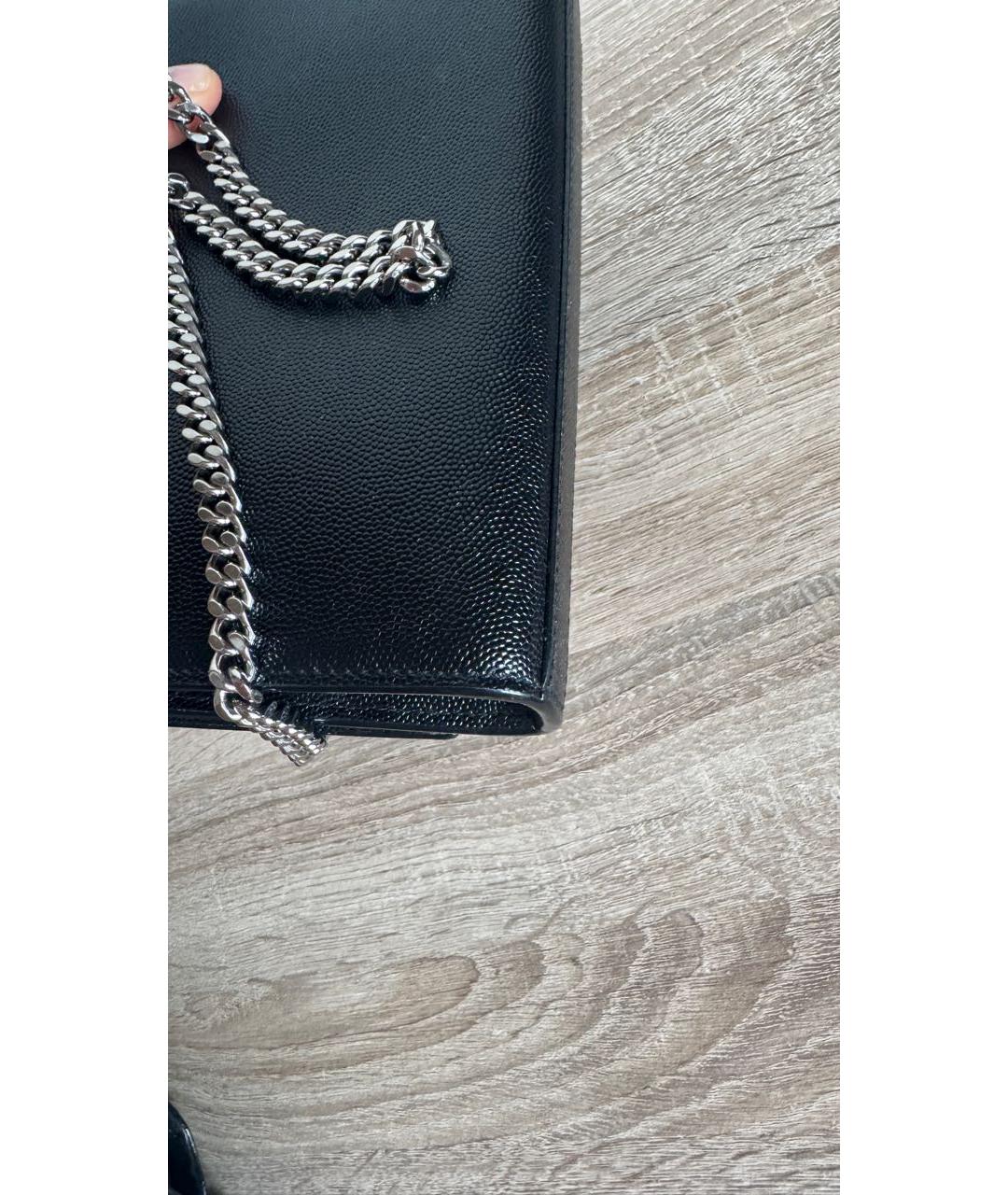 SAINT LAURENT Черная кожаная сумка через плечо, фото 4