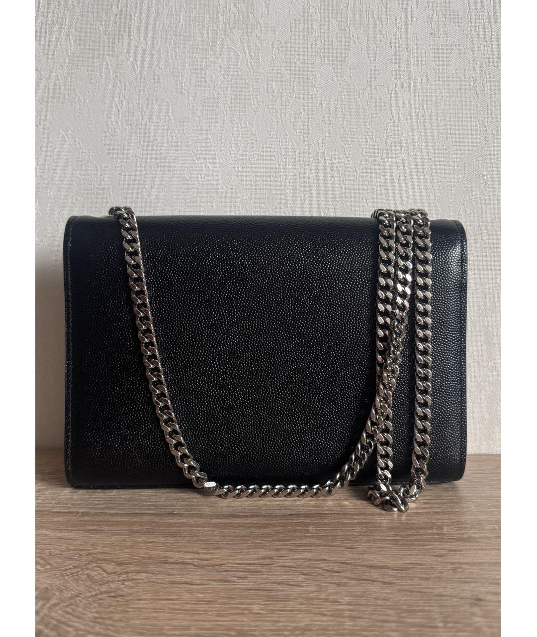 SAINT LAURENT Черная кожаная сумка через плечо, фото 2