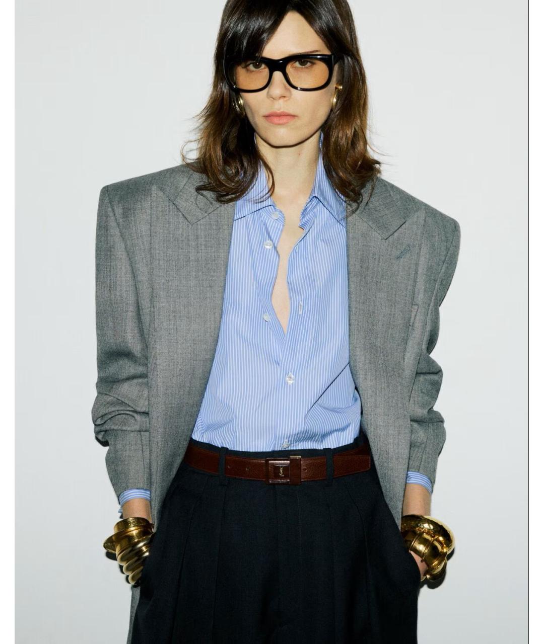 SAINT LAURENT Бордовый кожаный ремень, фото 4