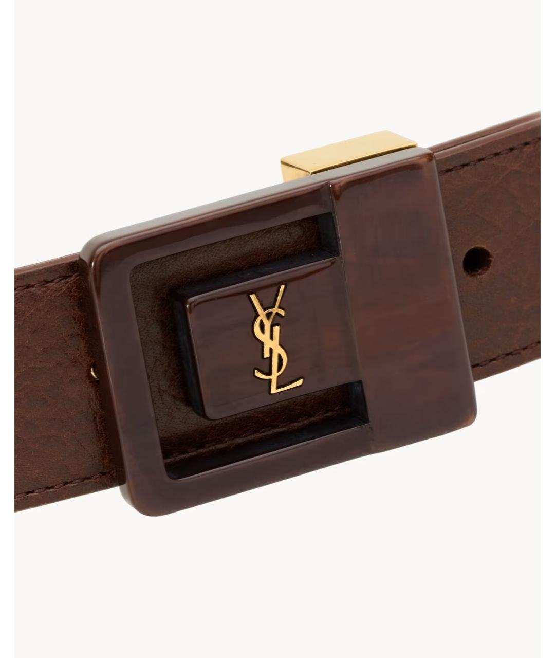 SAINT LAURENT Бордовый кожаный ремень, фото 3