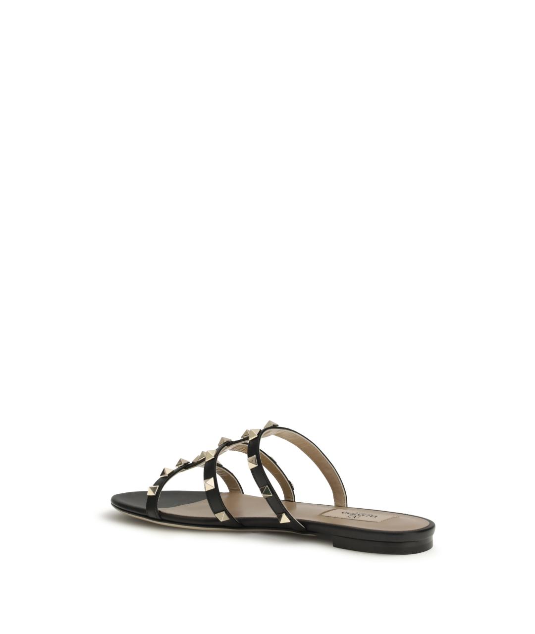 VALENTINO Черные кожаные шлепанцы, фото 3