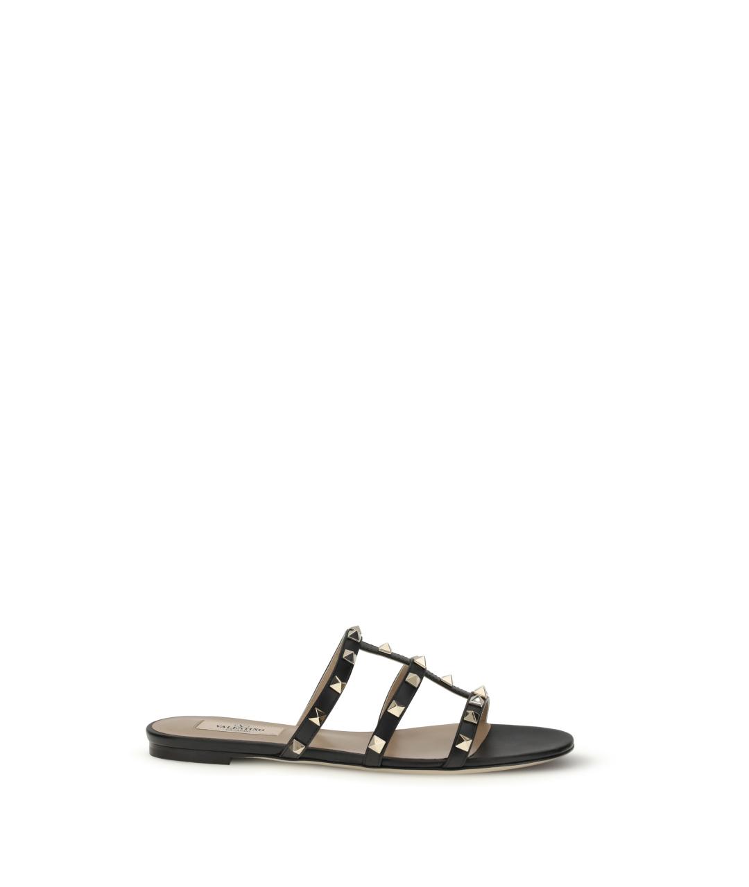 VALENTINO Черные кожаные шлепанцы, фото 5