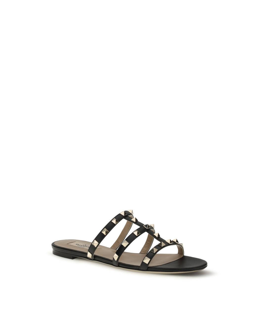 VALENTINO Черные кожаные шлепанцы, фото 2