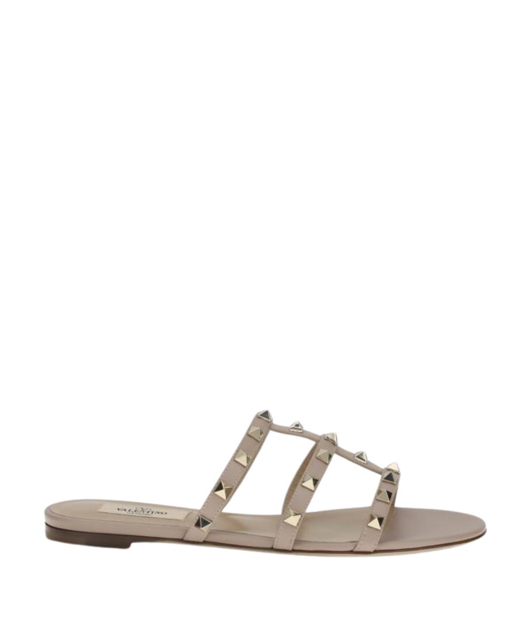 VALENTINO Розовые кожаные шлепанцы, фото 1