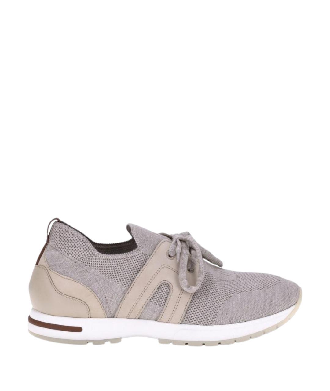 LORO PIANA Серые текстильные кроссовки, фото 1