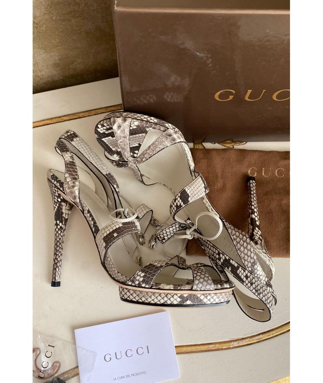 GUCCI Белые босоножки из экзотической кожи, фото 2