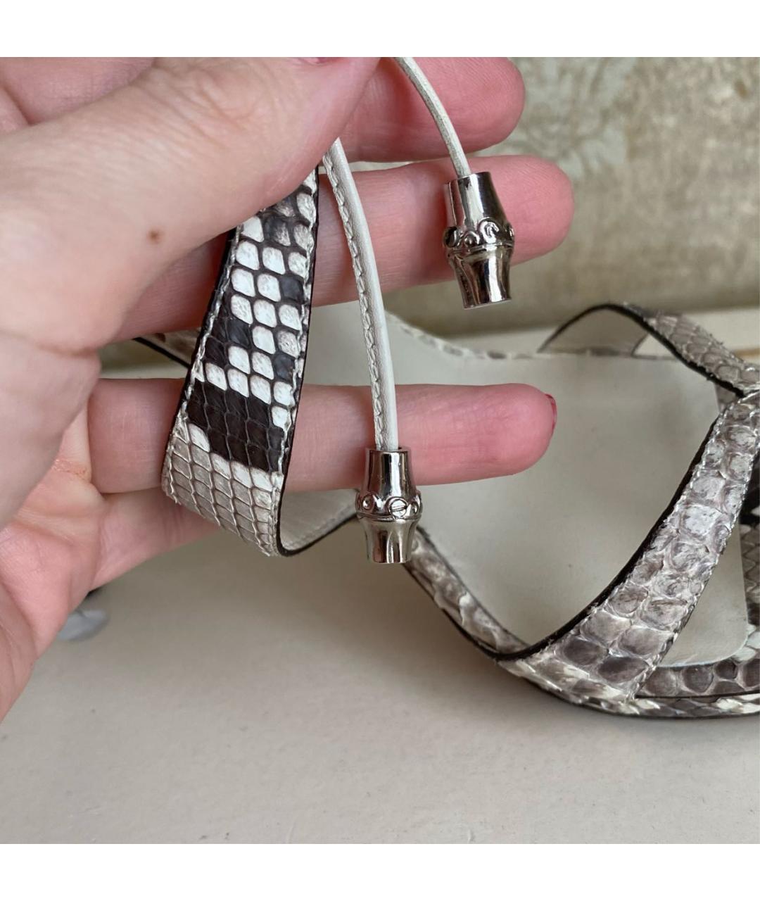 GUCCI Белые босоножки из экзотической кожи, фото 6