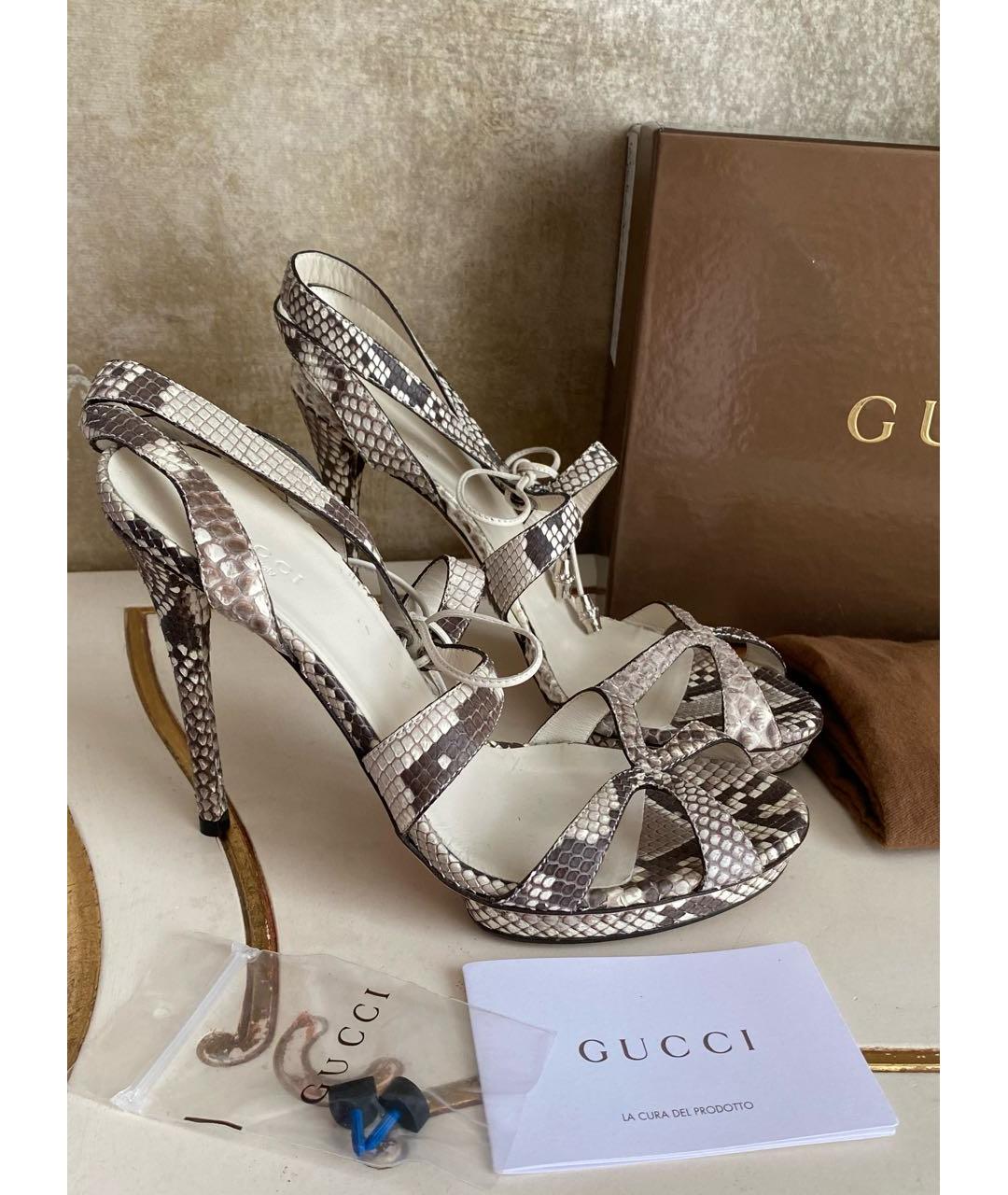 GUCCI Белые босоножки из экзотической кожи, фото 3