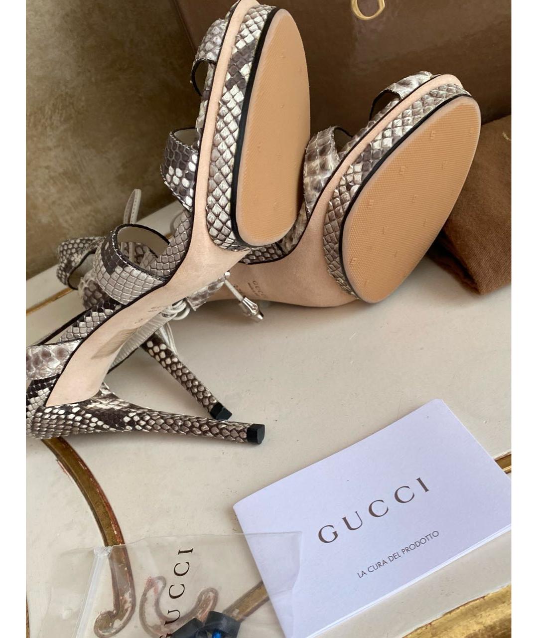 GUCCI Белые босоножки из экзотической кожи, фото 4