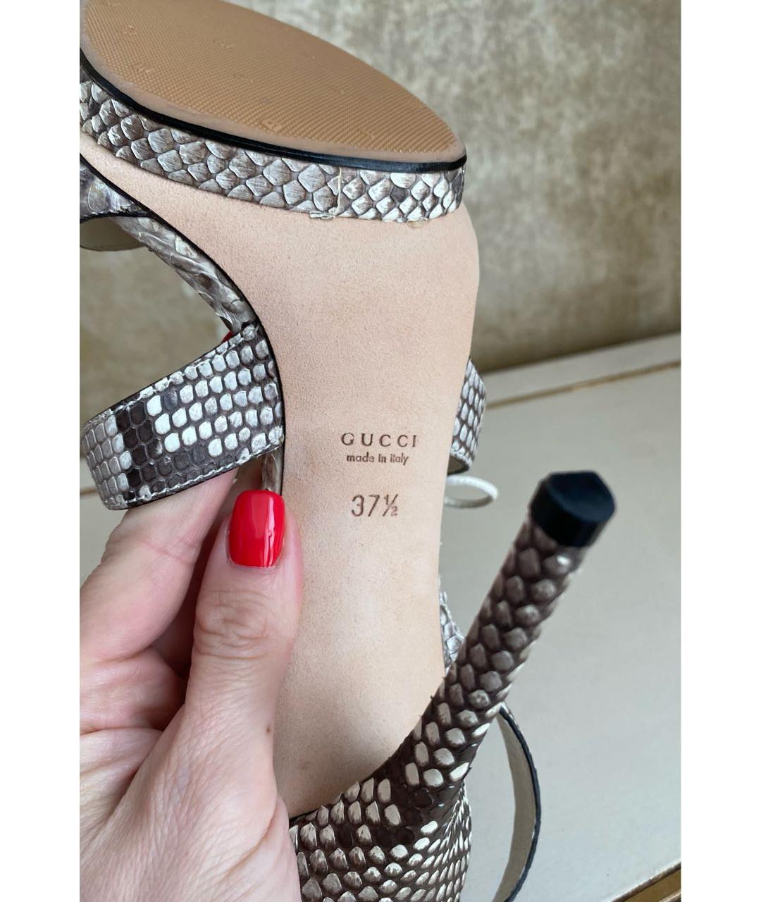 GUCCI Белые босоножки из экзотической кожи, фото 8