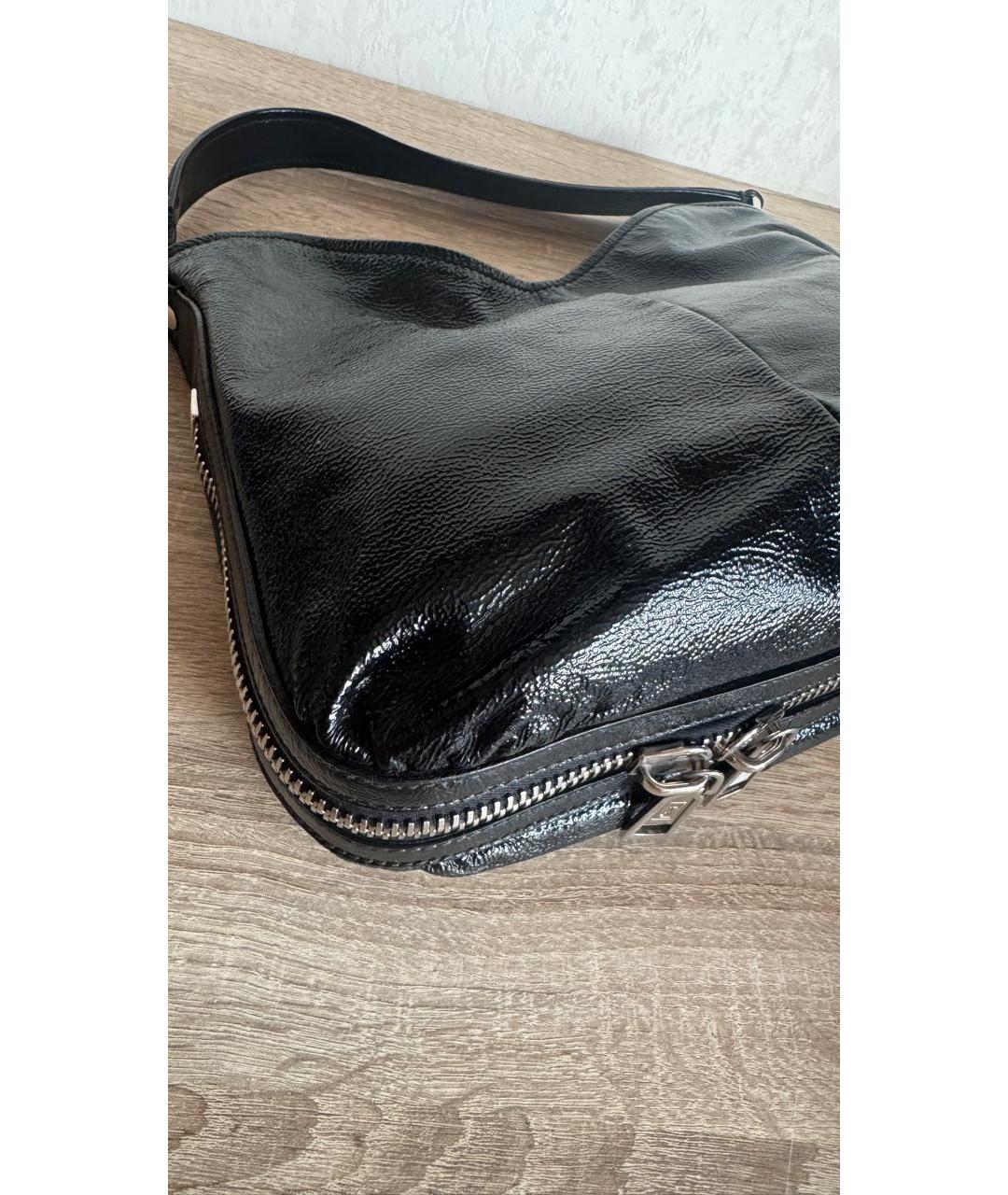 SAINT LAURENT Черная сумка через плечо из лакированной кожи, фото 6